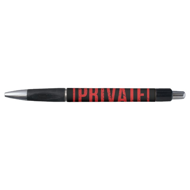 Bolígrafo Pluma privada estampada negra (Anverso)