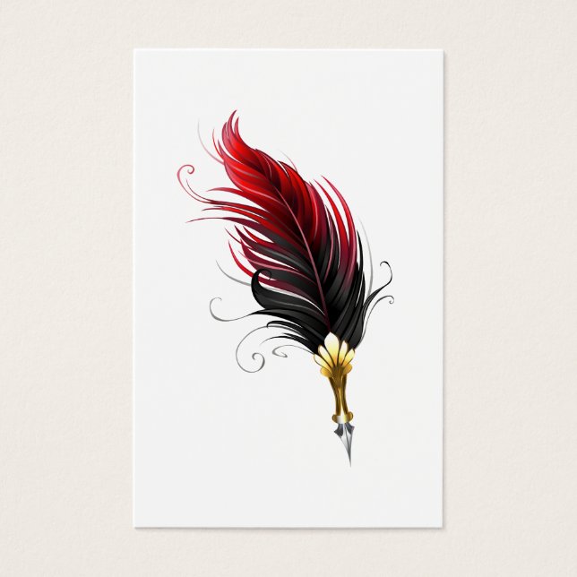 Bolígrafo pluma roja con plumilla dorada (Anverso)