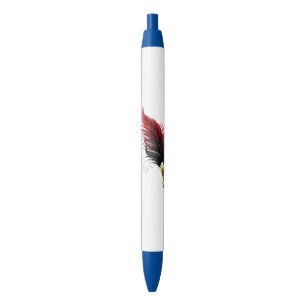 Bolígrafo pluma roja con plumilla dorada