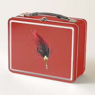 Bolígrafo pluma roja con plumilla dorada
