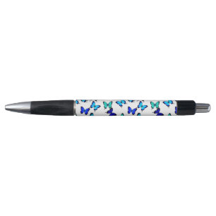 Bolígrafo Pluma tropical de las mariposas del verde azul