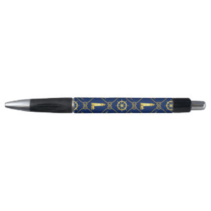 Bolígrafo Preppy Náutico Dorado Azul Faro Velero