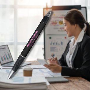 Bolígrafo Profesional Simple Moderno Neon Rosa Negro