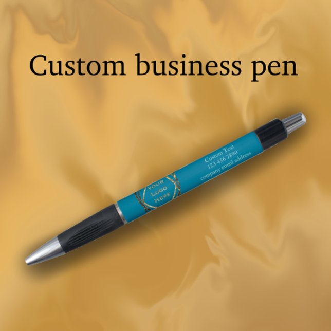 Bolígrafo Promoción del logotipo comercial del Personalizado (Promote your business by adding your business details and logo. Quality stylish turquoise pen.)