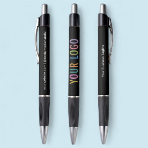 Bolígrafo promocional en negro con marca de logoti