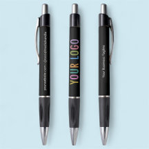 Bolígrafo promocional negro con logotipo de empres