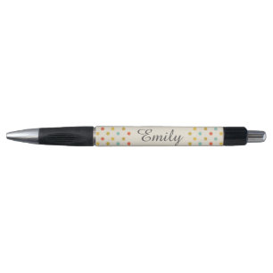 Bolígrafo Punto de polka de pastel lindo personalizado