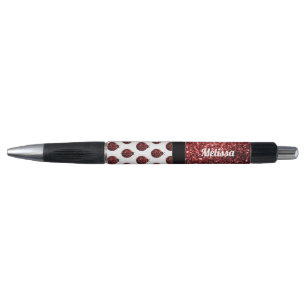 Bolígrafo Purpurina de imitación rojo oscuro rompe Monograma