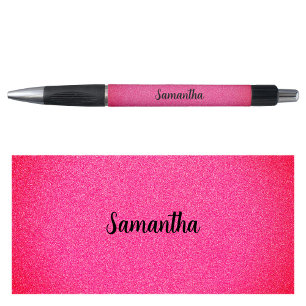 Bolígrafo Purpurina rosa de nombre personalizado