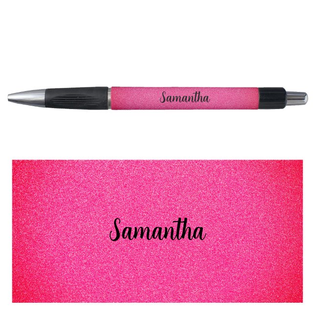 Bolígrafo Purpurina rosa de nombre personalizado (Personalized Name Pink Glitter Pen)
