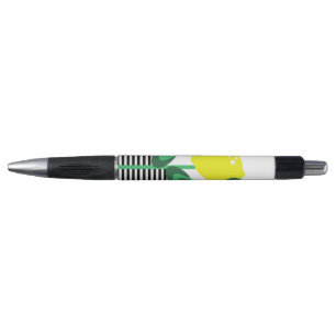 Bolígrafo Rayas Florales Negras Limón Amarillo