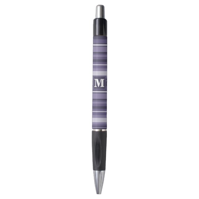 Bolígrafo Rayas moradas monográficas (Frente vertical)