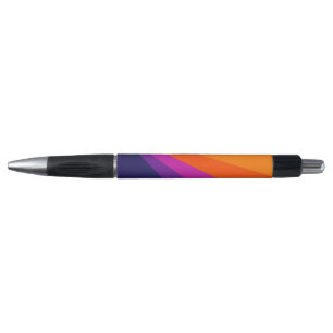 Bolígrafo Rayas retro diagonales púrpura y naranja