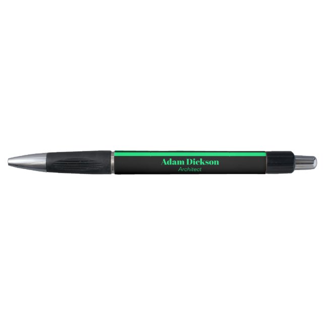 Bolígrafo Rayas verde neón negro (Anverso)