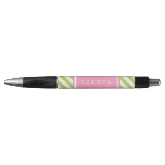 Bolígrafo Rayas verdes y rosas preppy