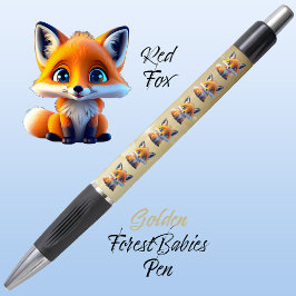Bolígrafo Red Fox Cute Único Whimsical Forest Animal Gold 🦊