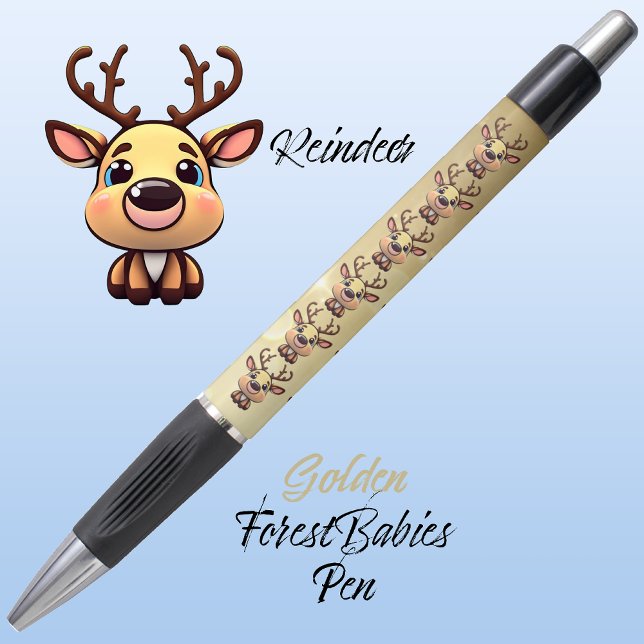 Bolígrafo Resto lindo gracioso Deer Woodland Animal Gold 🦌 (Cute Whimsical Reindeer  Deer Antlers Animal Doe Cartoon Graphic, Gold Fawn ForestBabies Pen 🦌)