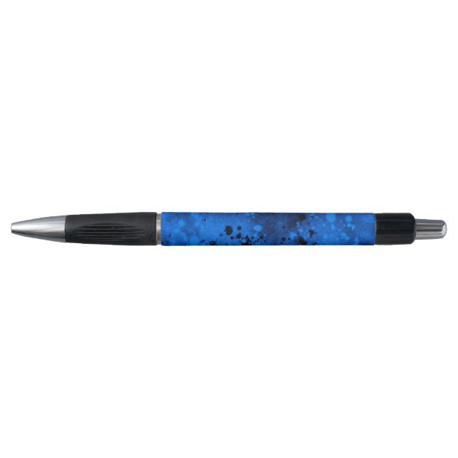 Bolígrafo Retro Paint Splatt Efecto Azul y Negro (Anverso)