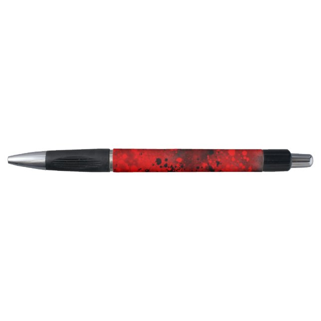 Bolígrafo Retro Paint Splatt Efecto Rojo y Negro (Anverso)