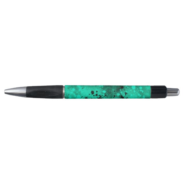 Bolígrafo Retro Paint Splatt Efecto Verde y Negro (Anverso)