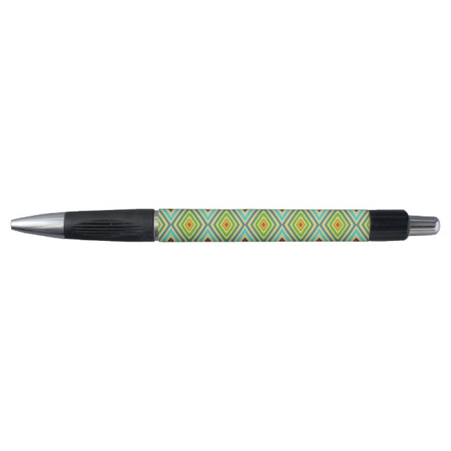 Bolígrafo Rombo Geométrico Verde Azul (Anverso)