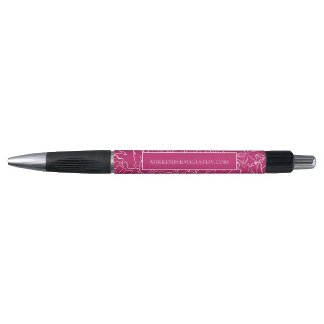 Bolígrafo Rosa Pavo Real Floral Simplemente Personalizado (Anverso)