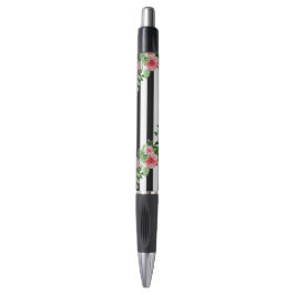 Bolígrafo Rosas de acuarela Pluma de franja blanca y negraTe