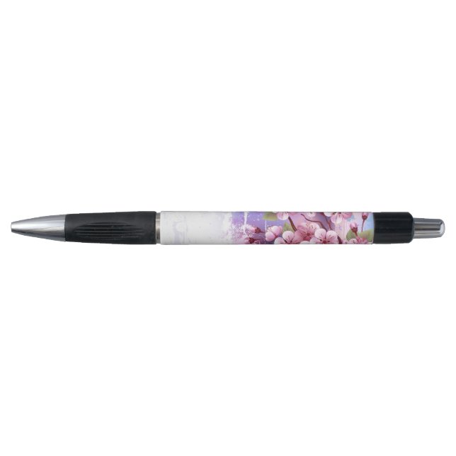 Bolígrafo Sakura rosa sobre fondo de pintura (Anverso)