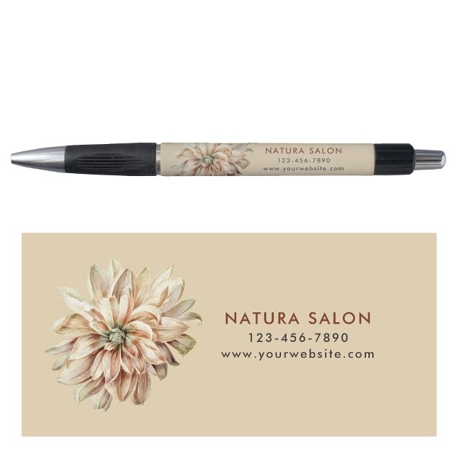 Bolígrafo Salón Floral Bohemio Negocios Beige Promocional (Bohemian Floral Salon Business Promotional Beige Pen)