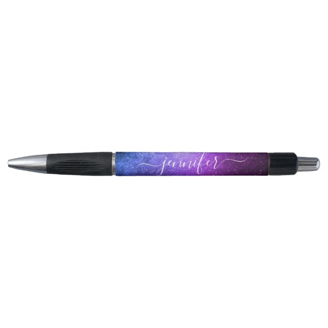Bolígrafo stylish chic purple glitters custom name (Anverso)