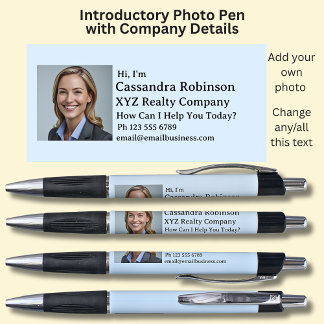 Bolígrafo Su foto y detalles de introducción sobre azul y ne