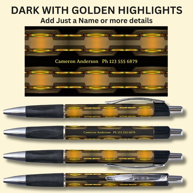 Bolígrafo Su nombre y detalles opcionales sobre negro y oro (Subido por el creador)