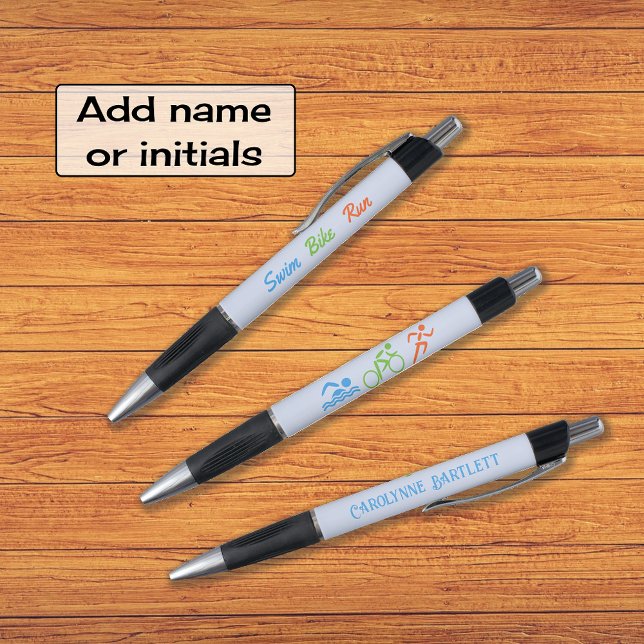 Bolígrafo Swim bike run add name sport (One pen, three printed elements)
