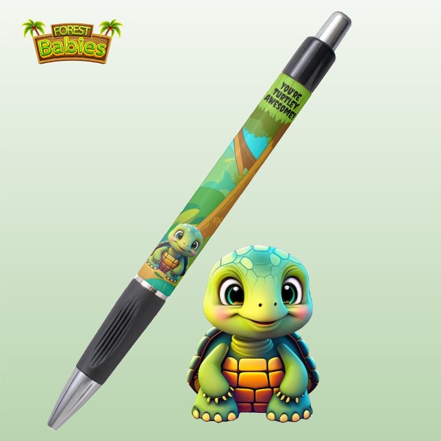 Bolígrafo Tortuga, 🐢 gráfico de Personalizado de animales d (Cute Turtle You're Turtley Awesome! Tortoise Wildlife Animal Cartoon Graphic Stationery Ink Pen 🐢)