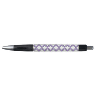 Bolígrafo Trellis blanca y púrpura, Entramado, Quatrefoil