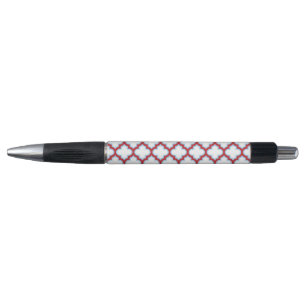Bolígrafo Trellis blanca y roja, Entramado, Quatrefoil