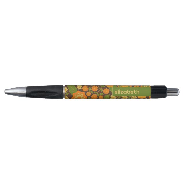 Bolígrafo Trendy Retro Patrón floral Patrón personalizado (Anverso)