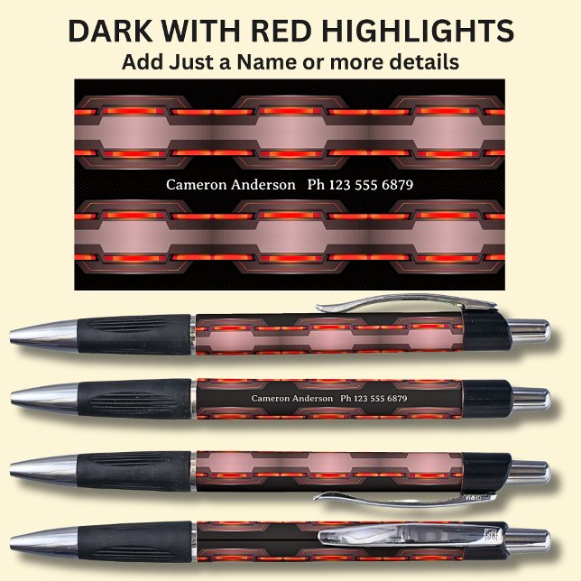 Bolígrafo Tu nombre y detalles opcionales en negro y rojo (Subido por el creador)