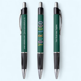 Bolígrafo verde con tinta negra logotipo personali