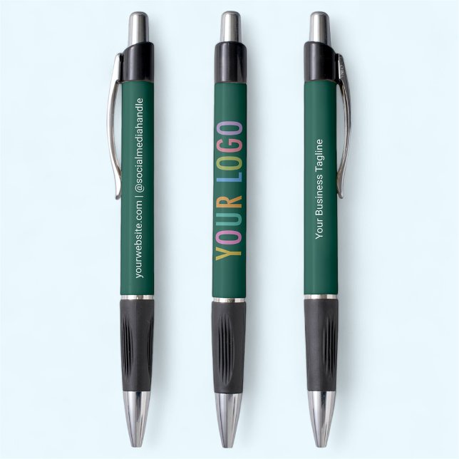 Bolígrafo verde con tinta negra logotipo personali (MISOOK Dark Green Pen with Logo)