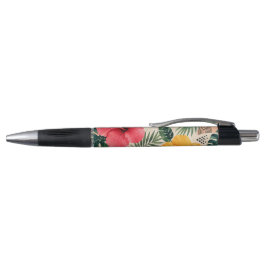 Bolígrafo Vibrante Hibisco Tropical Floral Patrón Sin Costur