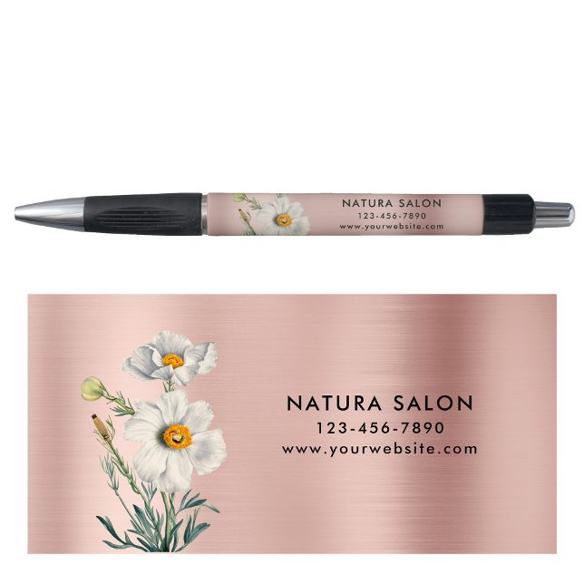 Bolígrafo White Flower Salon Business Promotion Rosa Gold (White Flower Salon Business Promotional Rose Gold Pen)