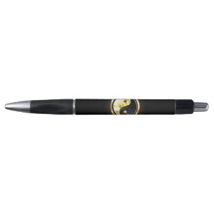 Bolígrafo Yin Yang dorado en negro