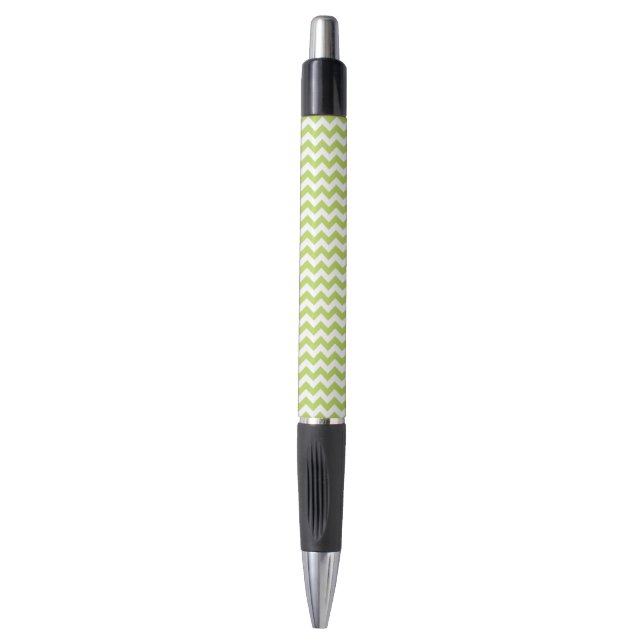 Bolígrafo Zigzag verde, Chevron verde, patrón geométrico (Frente vertical)