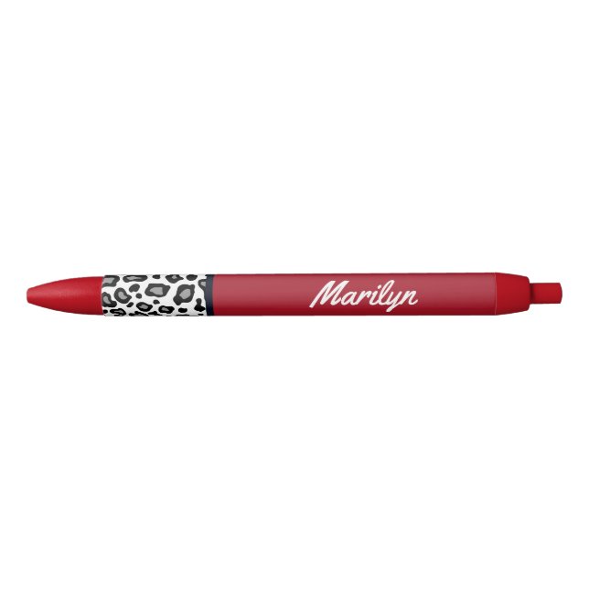 Bolígrafos con estampado de leopardo rojo retro re (Anverso)