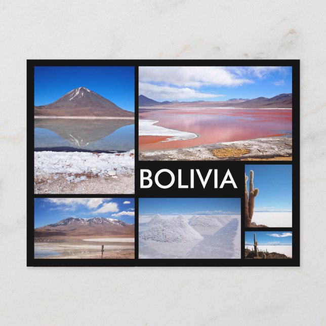 Bolivia varias tarjetas postales de texto en negro (Anverso)