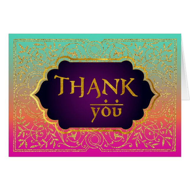 Bollywood Arabian Nights Thank You Note Card (Anverso (Horizontal))