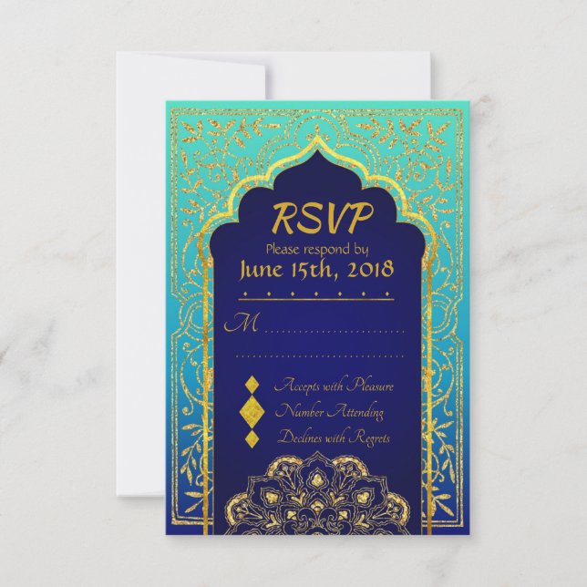 Bollywood Arabian Nights Wedding RSVP Card (Anverso)