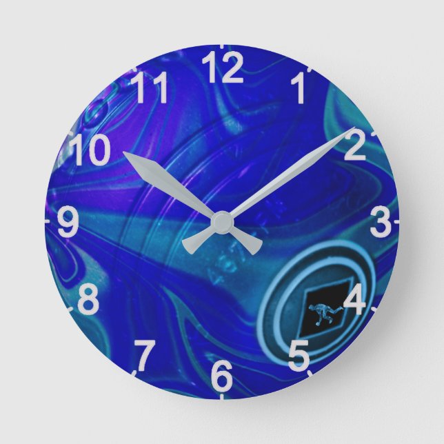 Bolón de hierba de Marble Azul, reloj de pared (Anverso)