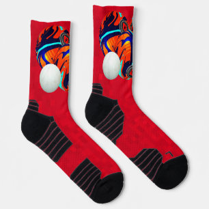 Bolos de jardín rojo, calcetines de tripulación